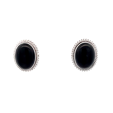 Artie Yellowhorse Genuine Black Onyx Sterling Silver Post Earrings