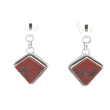 Artie Yellowhorse Native American Jewelry Genuine Moroccan Jasper Sterling Silver Earrings