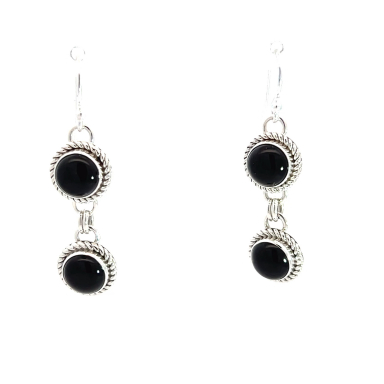 Artie Yellowhorse Jewelry Genuine Black Onyx Sterling Silver Earrings