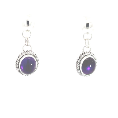 Artie Yellowhorse Jewelry Genuine Amethyst Sterling Silver Native American Earrings