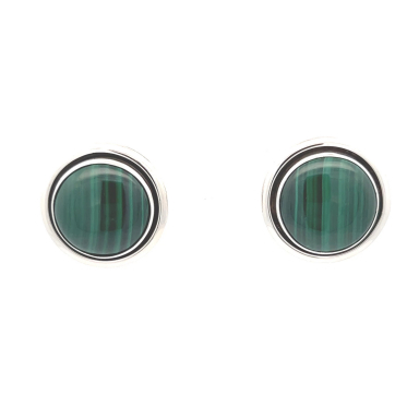 Artie Yellowhorse Native American Jewelry Genuine Malachite Sterling Silver Earrings