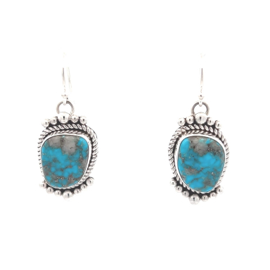 Artie Yellowhorse Jewelry  Rare Morenci Turquoise Sterling Silver Earrings