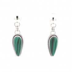 Artie Yellowhorse Native American Jewelry Genuine Malachite Sterling Silver Earrings