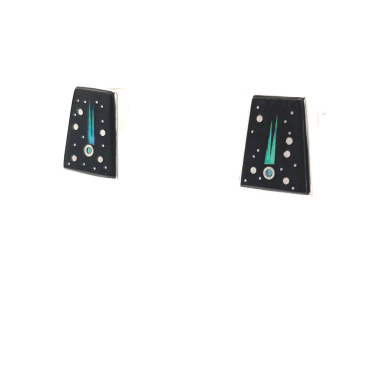 Calvin Begay Night Sky Design Sterling Silver Post Earrings