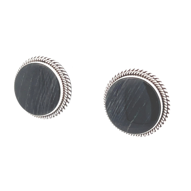 Artie Yellowhorse Native American Jewelry Genuine Zebra Jasper Sterling Silver Post Earrings