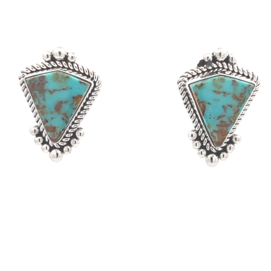 Artie Yellowhorse Genuine Mineral Park Sterling Silver Post Earrings