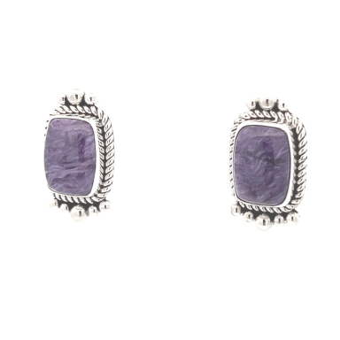 Artie Yellowhorse Genuine Charoite Sterling Silver Post Earrings