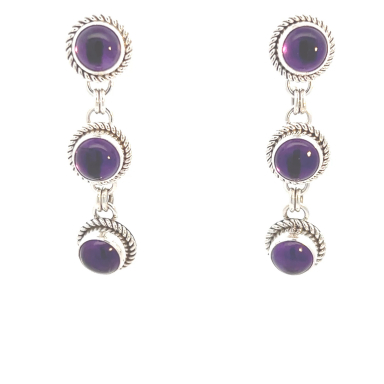 Artie Yellowhorse Native American Jewelry Genuine Amethyst Sterling Silver Earrings