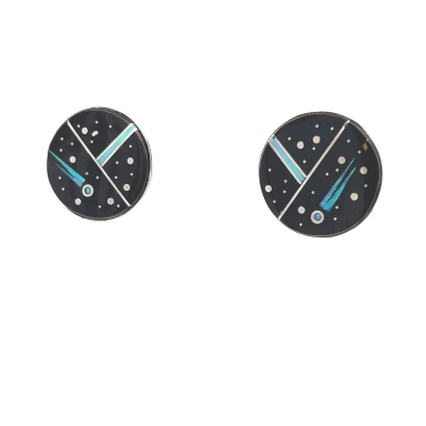 Calvin Begay Jewelry Night Sky Design Sterling Silver Post Earrings
