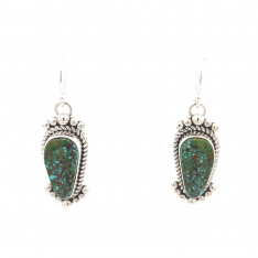 Artie Yellowhorse Genuine Kingman Web Turquoise Sterling Silver Earrings