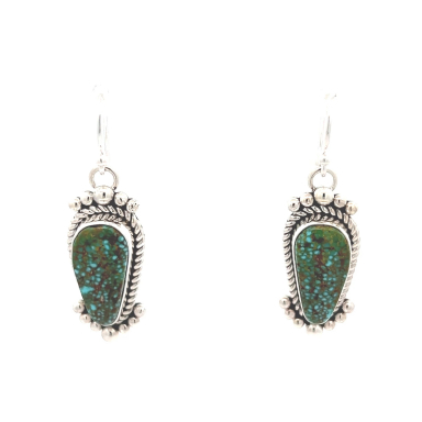 Artie Yellowhorse Genuine Kingman Web Turquoise Sterling Silver Earrings