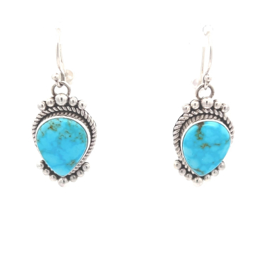 Artie Yellowhorse Jewelry Genuine Kingman Web Turquoise Sterling Silver Earrings