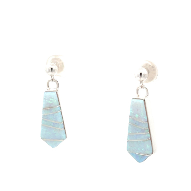 Calvin Begay Fire and Ice Opal Sterling Silver Earrings