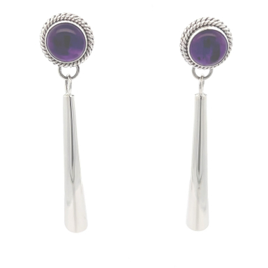 Artie Yellowhorse Genuine Amethyst Sterling Silver Earrings