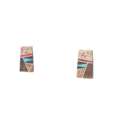 Calvin Begay Genuine Picture Jasper Sterling Silver Navajo Earrings