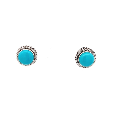Artie Yellowhorse Native American Jewelry Genuine Sleeping Beauty Turquoise Sterling Silver Earrings