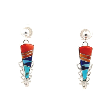 Calvin Begay Genuine Spiny Oyster Shell Sterling Silver Earrings