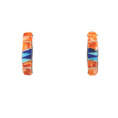 Calvin Begay Genuine Spiny Oyster Shell Sterling Silver Post Earrings