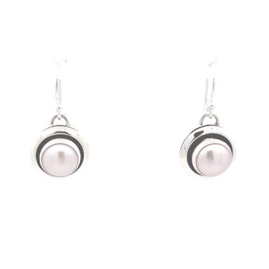 Artie Yellowhorse Sterling Silver Freshwater Pearl Earrings