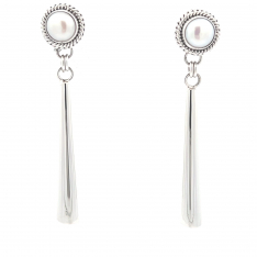 Artie Yellowhorse Jewelry Genuine Freshwater Pearls Sterling Silver Earrings