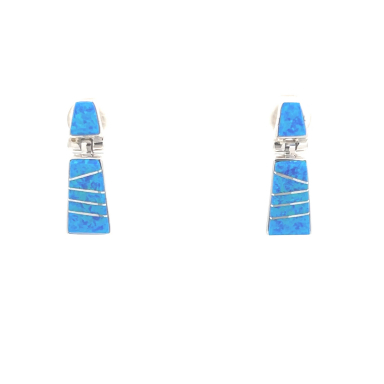 Calvin Begay Blue Opal Sterling Silver Earrings