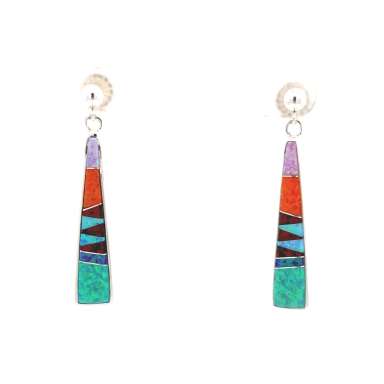 Calvin Begay Fire and Ice Opal Sterling Silver Post Earrings