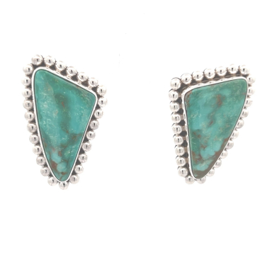 Artie Yellowhorse Genuine Fox Turquoise Sterling Silver Post Earrings
