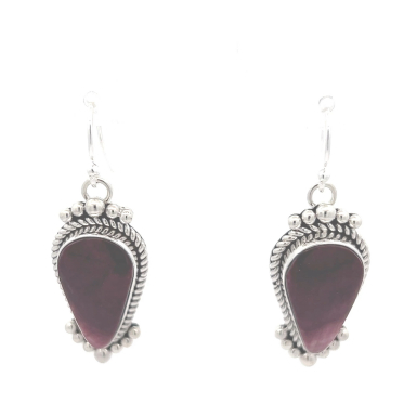 Artie Yellowhorse Genuine Purple Spiny Oyster Shell Sterling Silver Earrings
