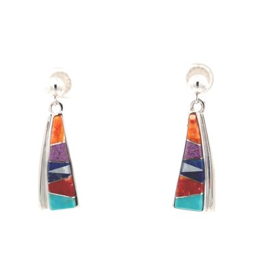 Calvin Begay Genuine Spiny Oyster Shell Sterling Silver Native American Earrings