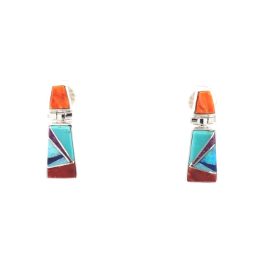 Calvin Begay Genuine Spiny Oyster Shell Sterling Silver Earrings