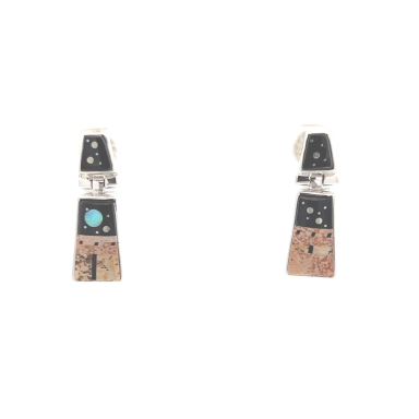 Calvin Begay Jewelry Starry Night in the Pueblo Sterling Silver Navajo Earrings