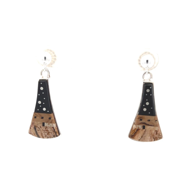 Navajo Artist Calvin Begay Starry Night in the Pueblo Sterling Silver Earrings