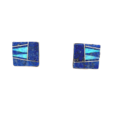 Calvin Begay Genuine Blue Lapis Sterling Silver Earrings