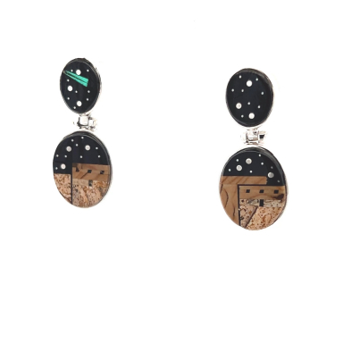Calvin Begay Starry Night in the Pueblo Sterling Silver Earrings