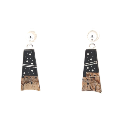 Calvin Begay Starry Night at the Pueblo Sterling Silver Post Earrings