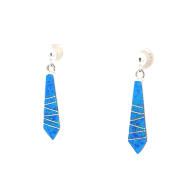 Calvin Begay Blue Opal Sterling Silver Earrings