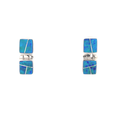 Calvin Begay Sterling Silver Blue Opal Post Earrings