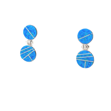 Calvin Begay Blue Opal Sterling Silver Post Earrings