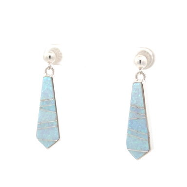 Calvin Begay Fire and Ice Opal Sterling Silver Earrings