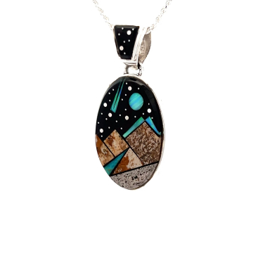 Calvin Begay Native American Jewelry Night Sky Design Sterling Silver Reversible Pendant