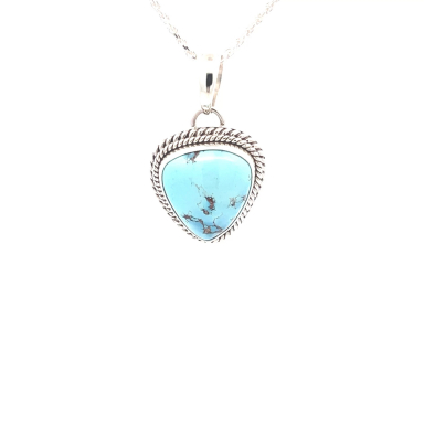 Artie Yellowhorse Jewelry Genuine Golden Hill Turquoise Sterling Silver Pendant