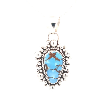 Artie Yellowhorse Jewelry Genuine Golden Hill Turquoise Mine Sterling Silver Pendant