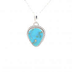 Artie Yellowhorse Native American Jewelry Genuine Sonoran Turquoise Sterling Silver Pendant