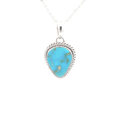Artie Yellowhorse Native American Jewelry Genuine Sonoran Turquoise Sterling Silver Pendant