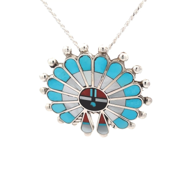 Zuni Indian Jewelry Genuine Sleeping Beauty Turquoise Brooch/Pendant