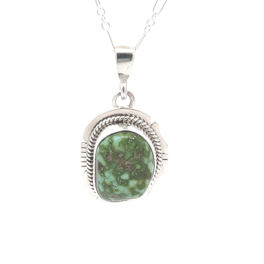 Native American Jewelry Genuine Sonoran Turquoise Sterling Silver Pendant