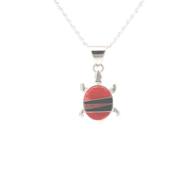Calvin Begay Jewelry Genuine Spiny Oyster Shell  Sterling Silver Navajo Turtle Pendant