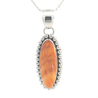 Artie Yellowhorse Genuine Spiny Oyster Shell Sterling Silver Navajo Pendant