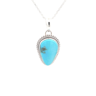 Artie Yellowhorse Genuine Sleeping Beauty Turquoise Sterling Silver Pendant