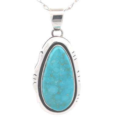 Native American Indian Jewelry Genuine Kingman Turquoise Pendant